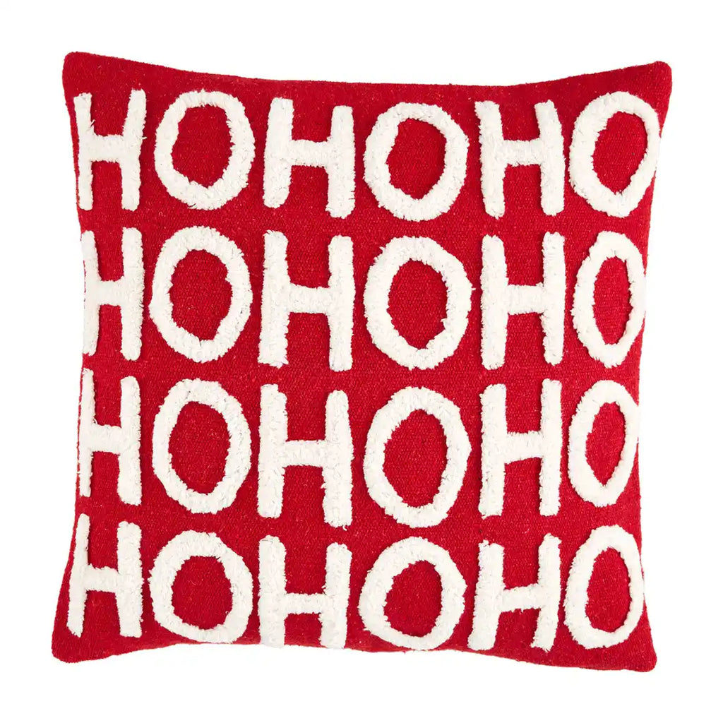 Mudpie "Ho Ho Ho" Tufted Christmas Pillow