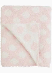 Mudpie Pink Polka Dot Chenille Baby Blanket