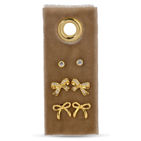 Earring Set-CZ Bow, Bow, & Stud