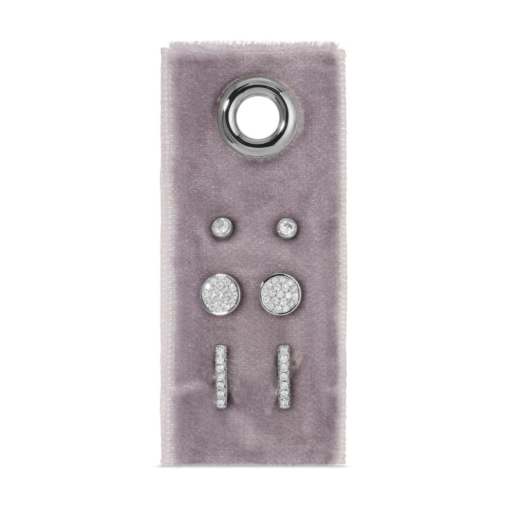 Earring Set-Pave Stud, Pave Round, Pave Bar