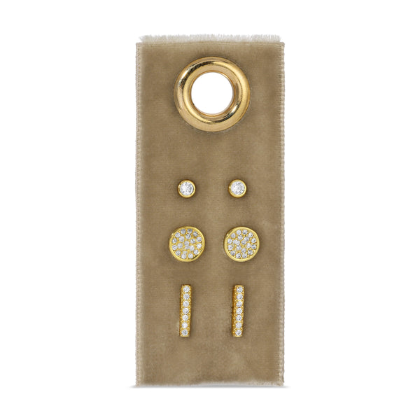 Earring Set-Pave Stud, Pave Round, & Pave Bar