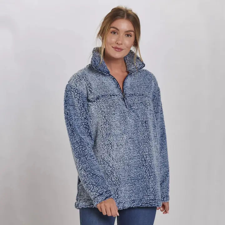 1/4 Zip Blue Sherpa Pullover