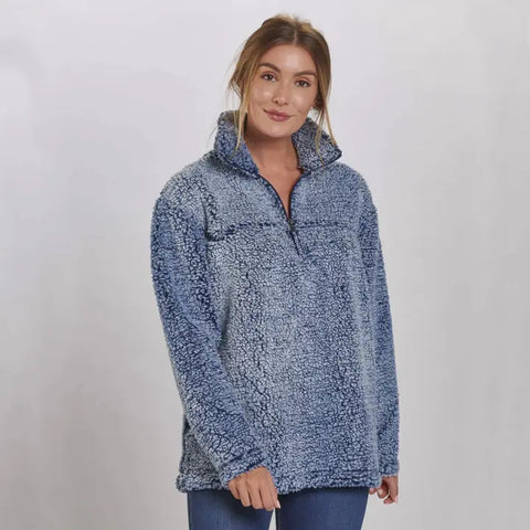 1/4 Zip Blue Sherpa Pullover