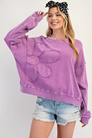 Flower Patch Sweatshirt-Orchid