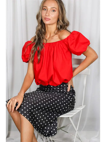 Bubble Sleeve Cotton Blouse