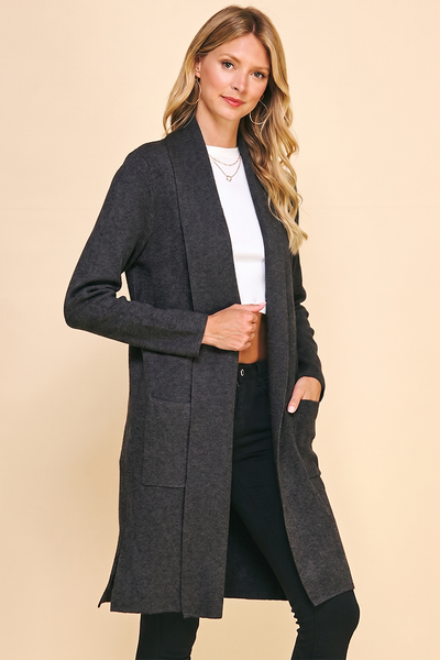 Black Denim Open Cardigan