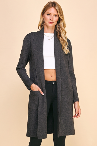 Black Denim Open Cardigan