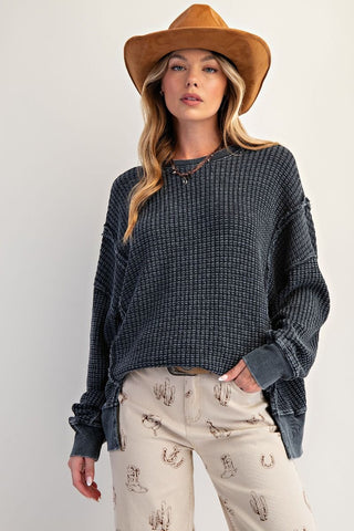 Mineral Washed Thermal Crew Neck