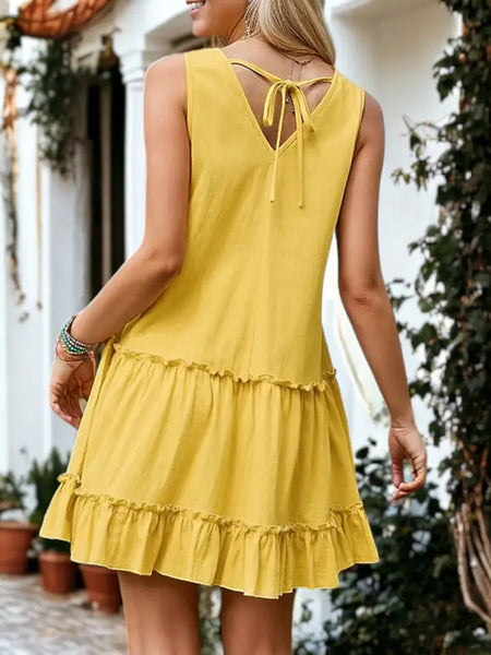 Yellow Plunge Neck Dress