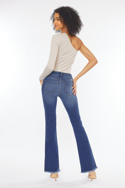Low-Rise Frayed Hem Bootcut Jeans